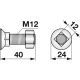 Pflugschraube M 12x40 Vierkant Güte 10.9, 10 Stück mit Mutter