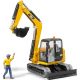 Minibagger Caterpillar mit Bauarbeiter 02466