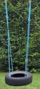 Reifenschaukel vertikal mit Schnur blau