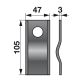 Kreiselmäherklinge gewölbt, L 105 x B 47 x S 3 mm, d 21 mm, Deutz-Fahr CM120