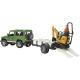 Land Rover Defender mit Anhänger, CAT und Mann 02593