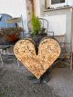 Herz aus Eisenrahmen lackiert mit Holz mittlere Größe 60 cm